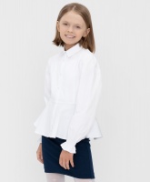 Блузка классическая с баской белая Button Blue, школьная форма для девочек  фото, kupilegko.ru